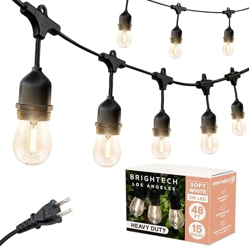 Shatterproof S14 filament-style bulbs on a weatherproof outdoor cord