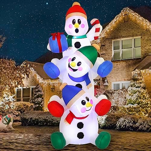 A large inflatable holiday decoration in a yard
